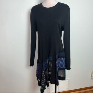 Derek Lam 10 Crosby Asymmetrical Tunic Dress Silk Hem Black Blue Women’s Size 18